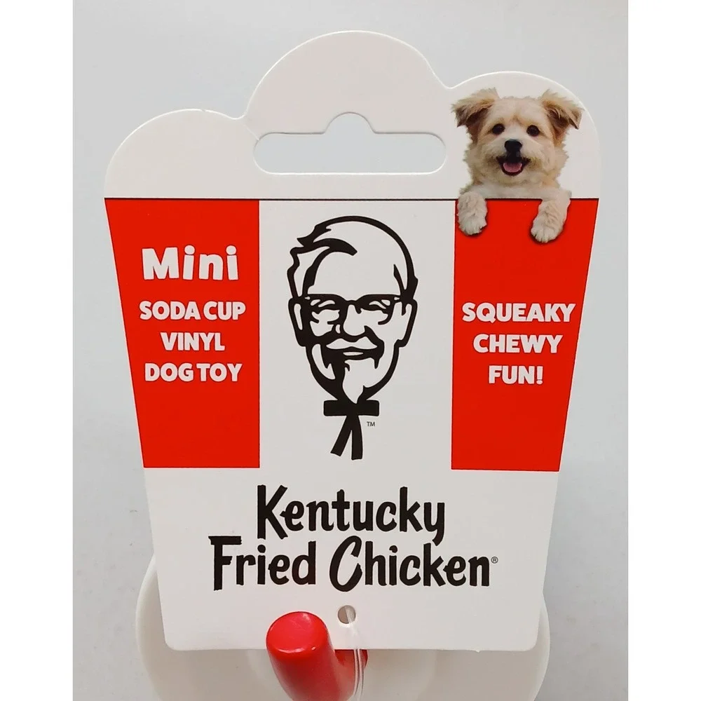 KFC Dog Toy 3pc Set Mini Soda Cup Biscuit Drumstick Small Dogs Red White
